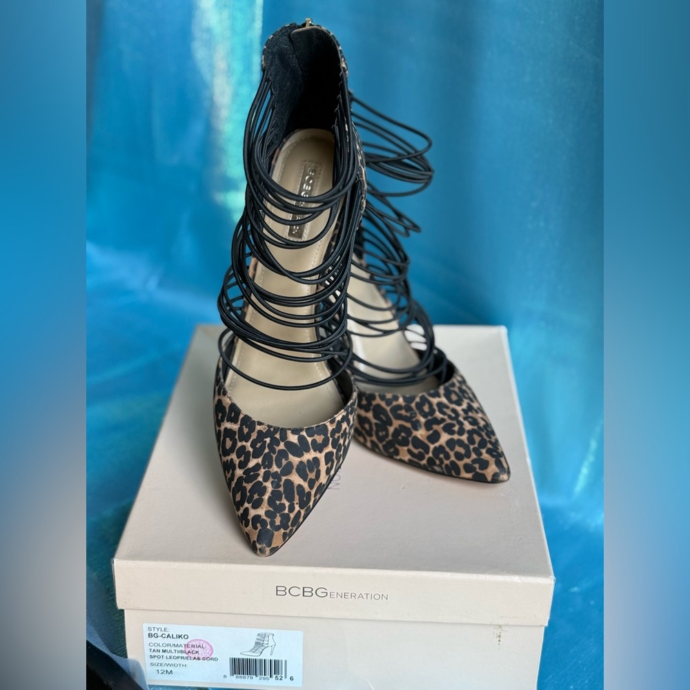BCBGeneration Leopard Print and Black Heels